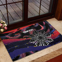 Philippines Sun Tattoo Rubber Doormat Feathers Filipinas Grunge Style Black