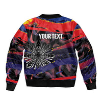 Philippines Sun Tattoo Sleeve Zip Bomber Jacket Feathers Filipinas Grunge Style Black