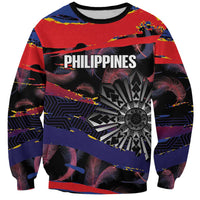Philippines Sun Tattoo Sweatshirt Feathers Filipinas Grunge Style Black