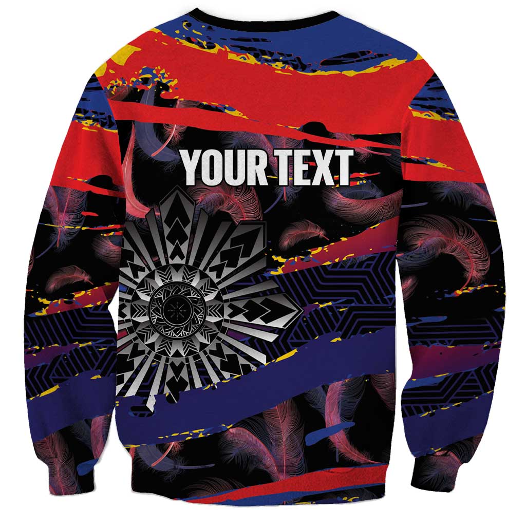 Philippines Sun Tattoo Sweatshirt Feathers Filipinas Grunge Style Black