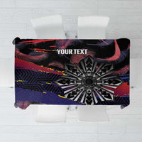 Philippines Sun Tattoo Tablecloth Feathers Filipinas Grunge Style Black