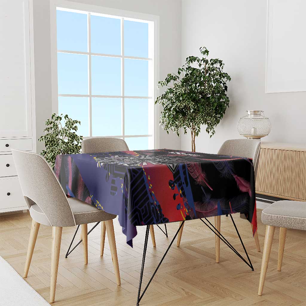 Philippines Sun Tattoo Tablecloth Feathers Filipinas Grunge Style Black