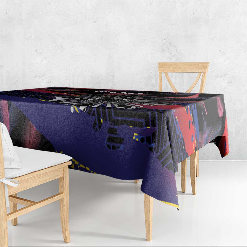 Philippines Sun Tattoo Tablecloth Feathers Filipinas Grunge Style Black