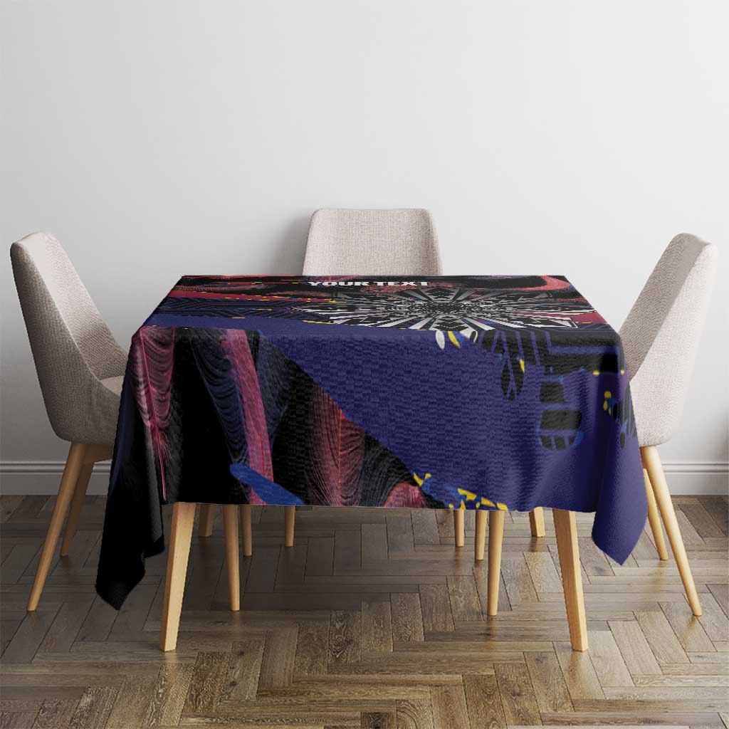 Philippines Sun Tattoo Tablecloth Feathers Filipinas Grunge Style Black