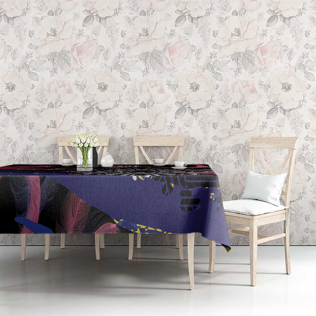 Philippines Sun Tattoo Tablecloth Feathers Filipinas Grunge Style Black