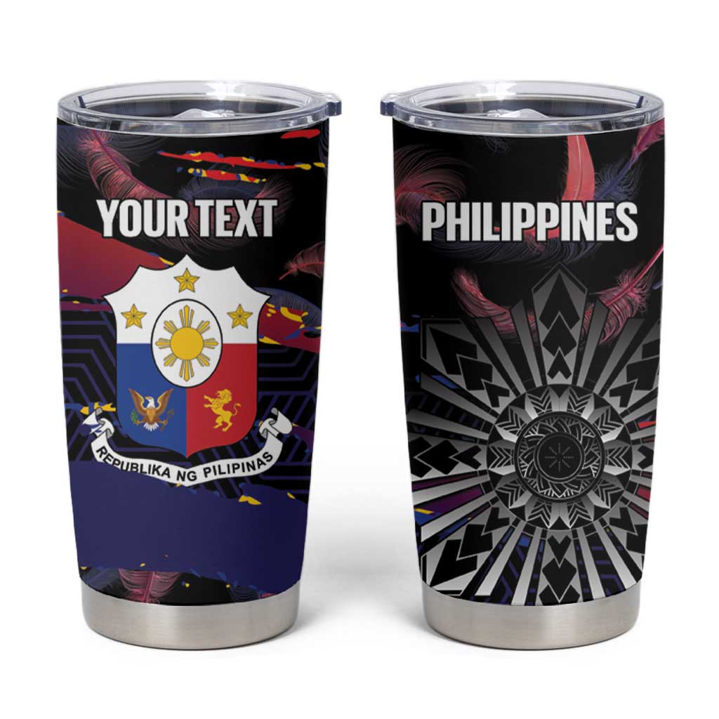 Philippines Sun Tattoo Tumbler Cup Feathers Filipinas Grunge Style Black