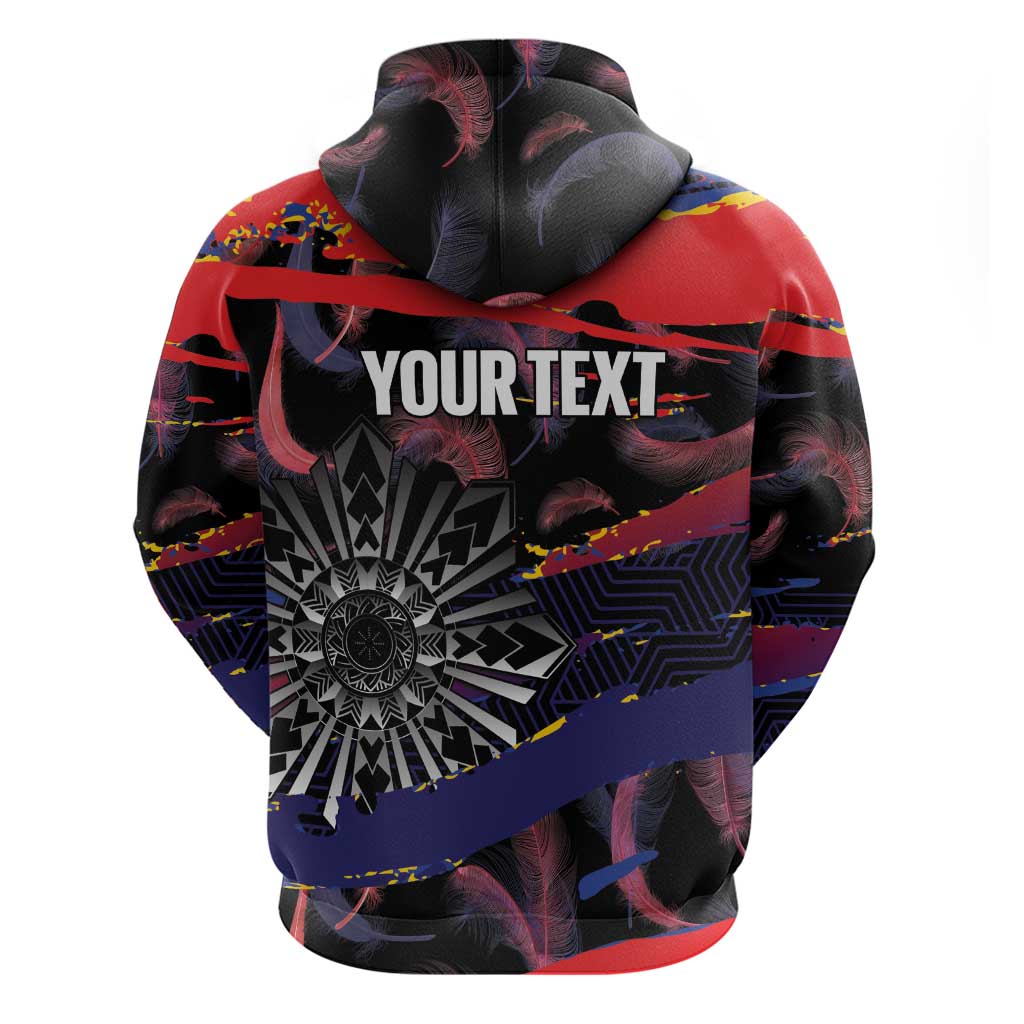 Philippines Sun Tattoo Zip Hoodie Feathers Filipinas Grunge Style Black