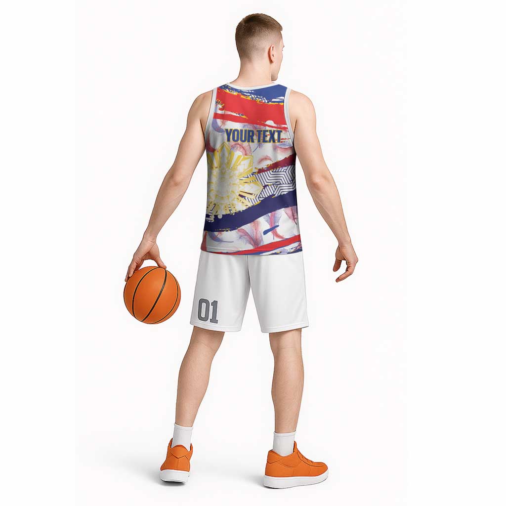 Philippines Sun Tattoo Basketball Jersey Feathers Filipinas Grunge Style White
