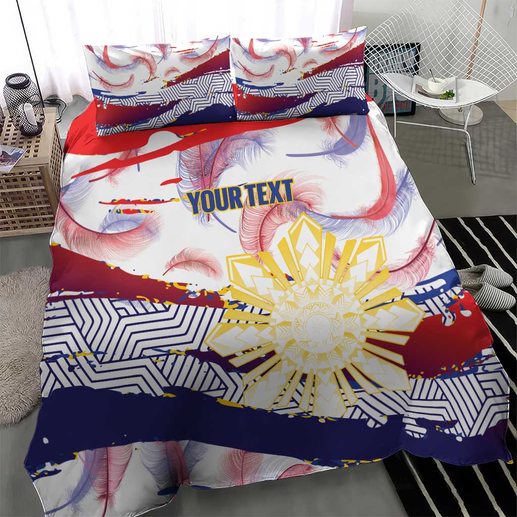 Philippines Sun Tattoo Bedding Set Feathers Filipinas Grunge Style White LT14 - Polynesian Pride