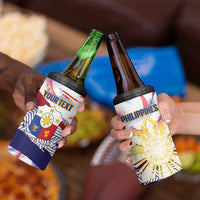 Philippines Sun Tattoo 4 in 1 Can Cooler Tumbler Feathers Filipinas Grunge Style White