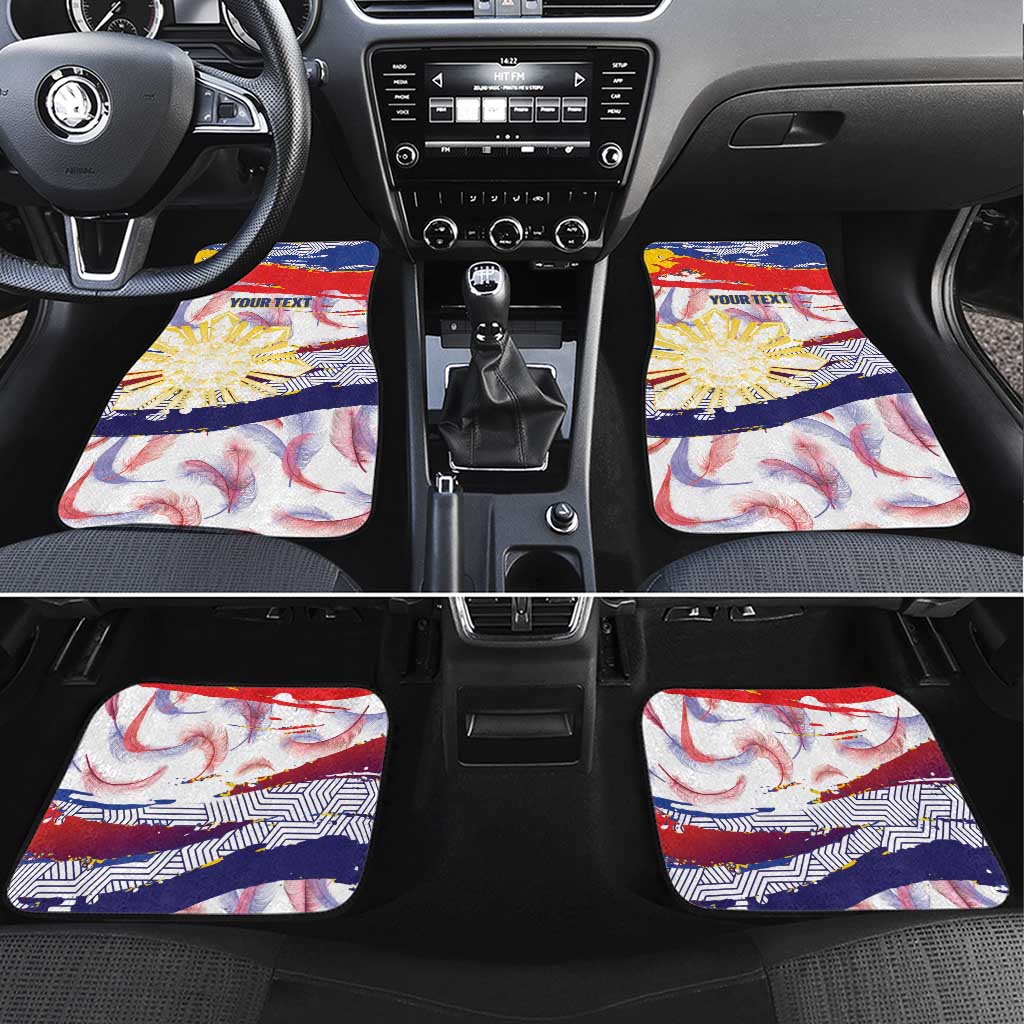 Philippines Sun Tattoo Car Mats Feathers Filipinas Grunge Style White LT14 Set 4pcs White - Polynesian Pride