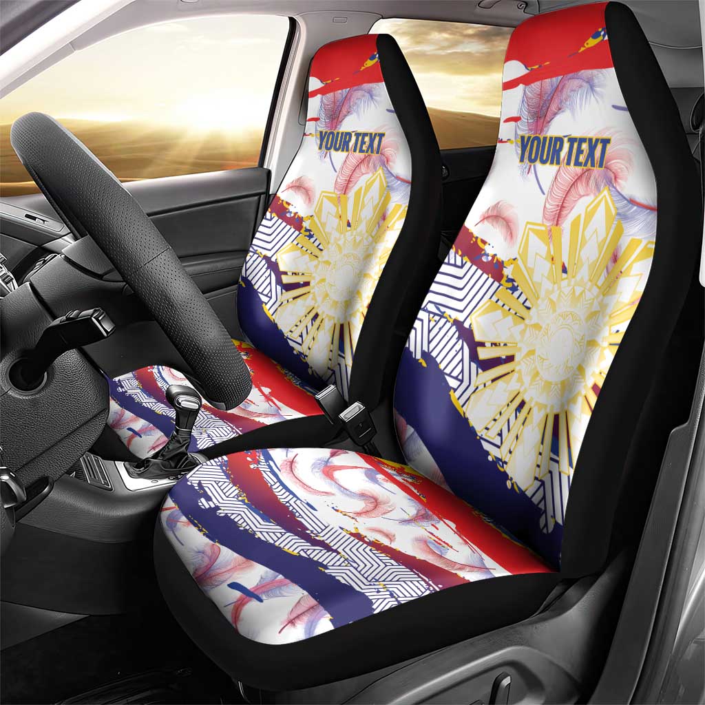 Philippines Sun Tattoo Car Seat Cover Feathers Filipinas Grunge Style White LT14 - Polynesian Pride
