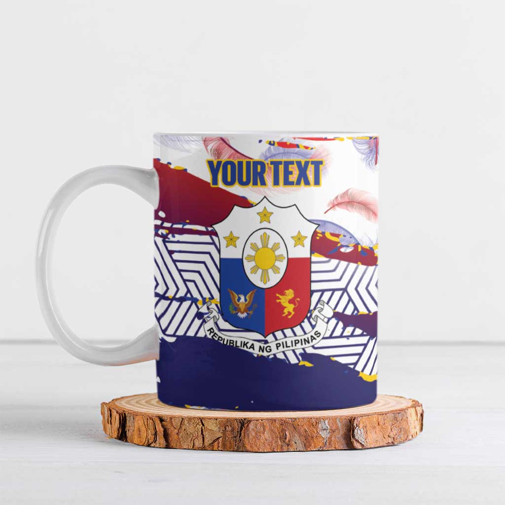 Philippines Sun Tattoo Ceramic Mug Feathers Filipinas Grunge Style White LT14 White - Polynesian Pride