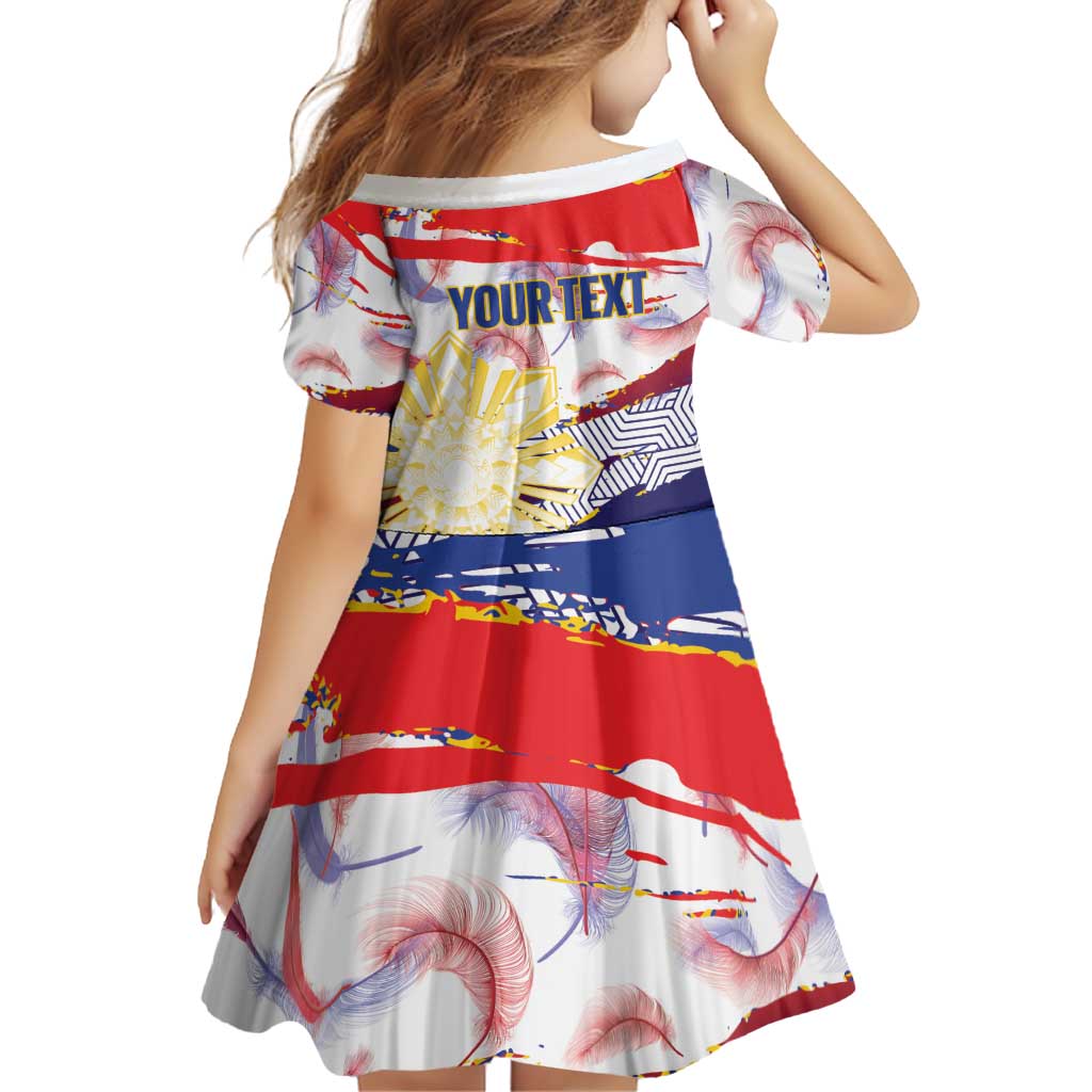 Philippines Sun Tattoo Family Matching Off The Shoulder Long Sleeve Dress and Hawaiian Shirt Feathers Filipinas Grunge Style White LT14 - Polynesian Pride