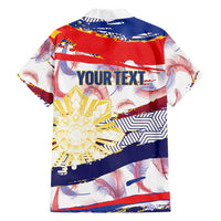 Philippines Sun Tattoo Family Matching Off The Shoulder Long Sleeve Dress and Hawaiian Shirt Feathers Filipinas Grunge Style White LT14 - Polynesian Pride