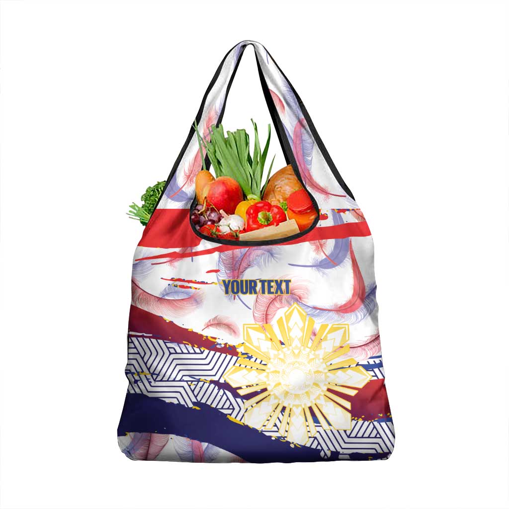 Philippines Sun Tattoo Grocery Bag Feathers Filipinas Grunge Style White LT14 1-pack One Size White - Polynesian Pride