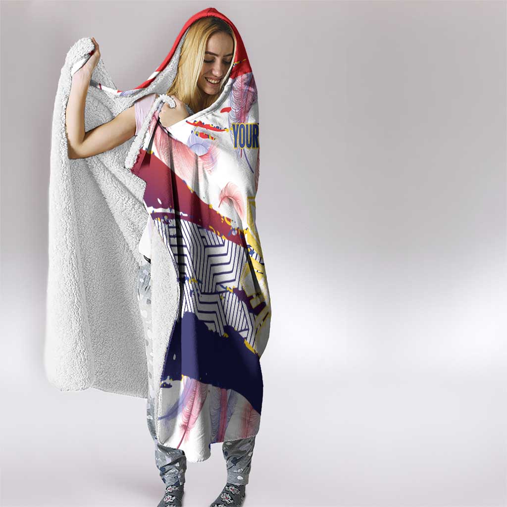 Philippines Sun Tattoo Hooded Blanket Feathers Filipinas Grunge Style White