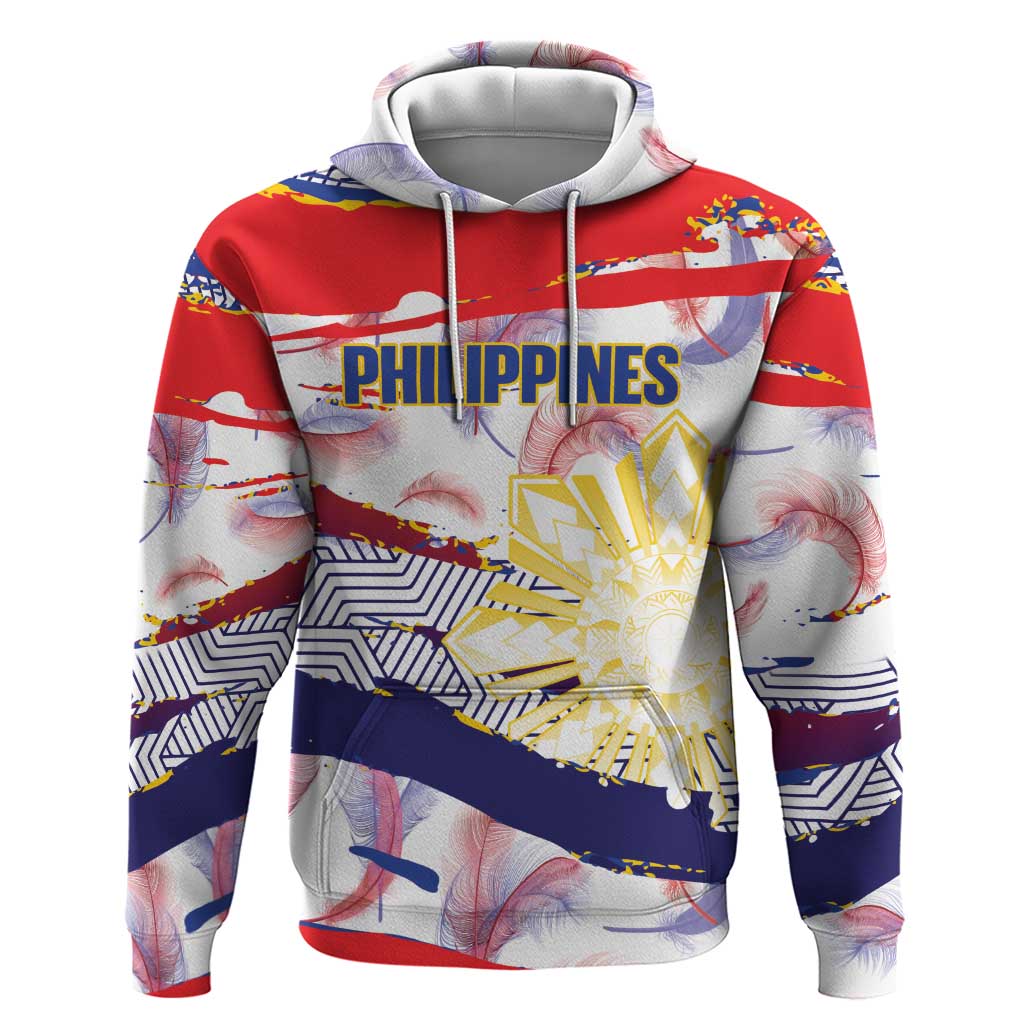 Philippines Sun Tattoo Hoodie Feathers Filipinas Grunge Style White LT14 Pullover Hoodie White - Polynesian Pride