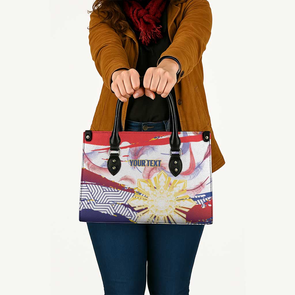Philippines Sun Tattoo Leather Bag Feathers Filipinas Grunge Style White