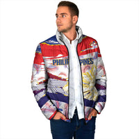 Philippines Sun Tattoo Padded Jacket Feathers Filipinas Grunge Style White