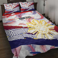 Philippines Sun Tattoo Quilt Bed Set Feathers Filipinas Grunge Style White LT14 White - Polynesian Pride