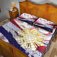 Philippines Sun Tattoo Quilt Bed Set Feathers Filipinas Grunge Style White LT14 - Polynesian Pride