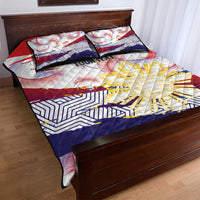 Philippines Sun Tattoo Quilt Bed Set Feathers Filipinas Grunge Style White LT14 - Polynesian Pride