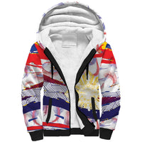 Philippines Sun Tattoo Sherpa Hoodie Feathers Filipinas Grunge Style White LT14 Unisex White - Polynesian Pride