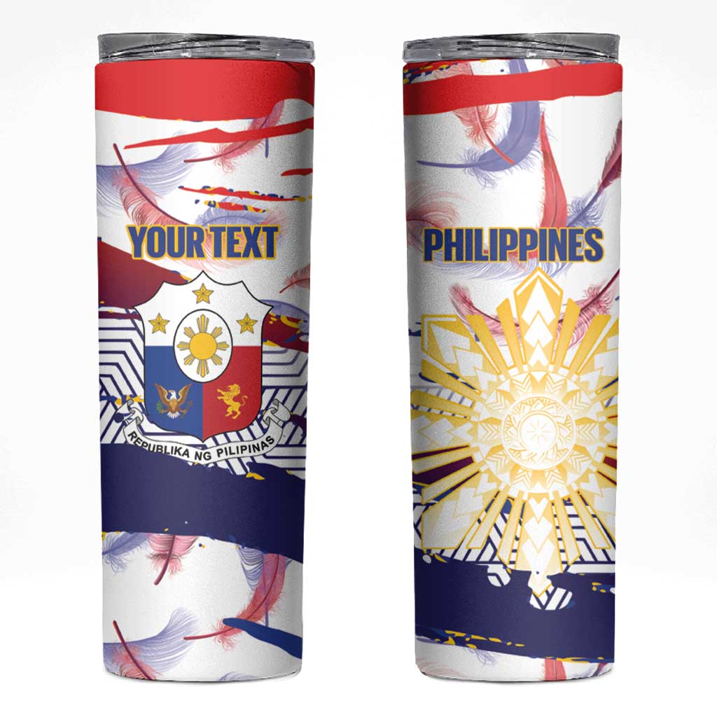 Philippines Sun Tattoo Skinny Tumbler Feathers Filipinas Grunge Style White