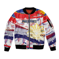 Philippines Sun Tattoo Sleeve Zip Bomber Jacket Feathers Filipinas Grunge Style White