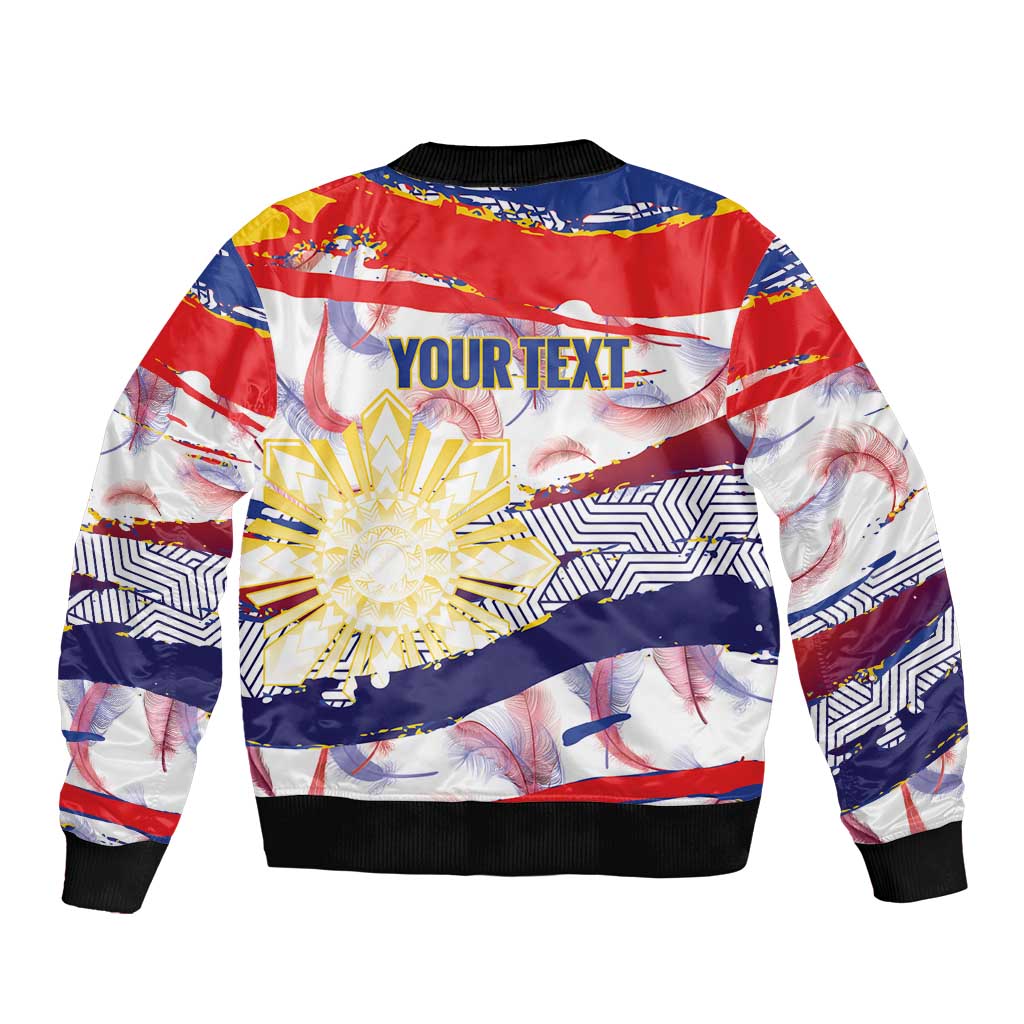 Philippines Sun Tattoo Sleeve Zip Bomber Jacket Feathers Filipinas Grunge Style White