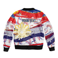 Philippines Sun Tattoo Sleeve Zip Bomber Jacket Feathers Filipinas Grunge Style White