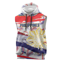Philippines Sun Tattoo Sleeveless Hoodie Feathers Filipinas Grunge Style White