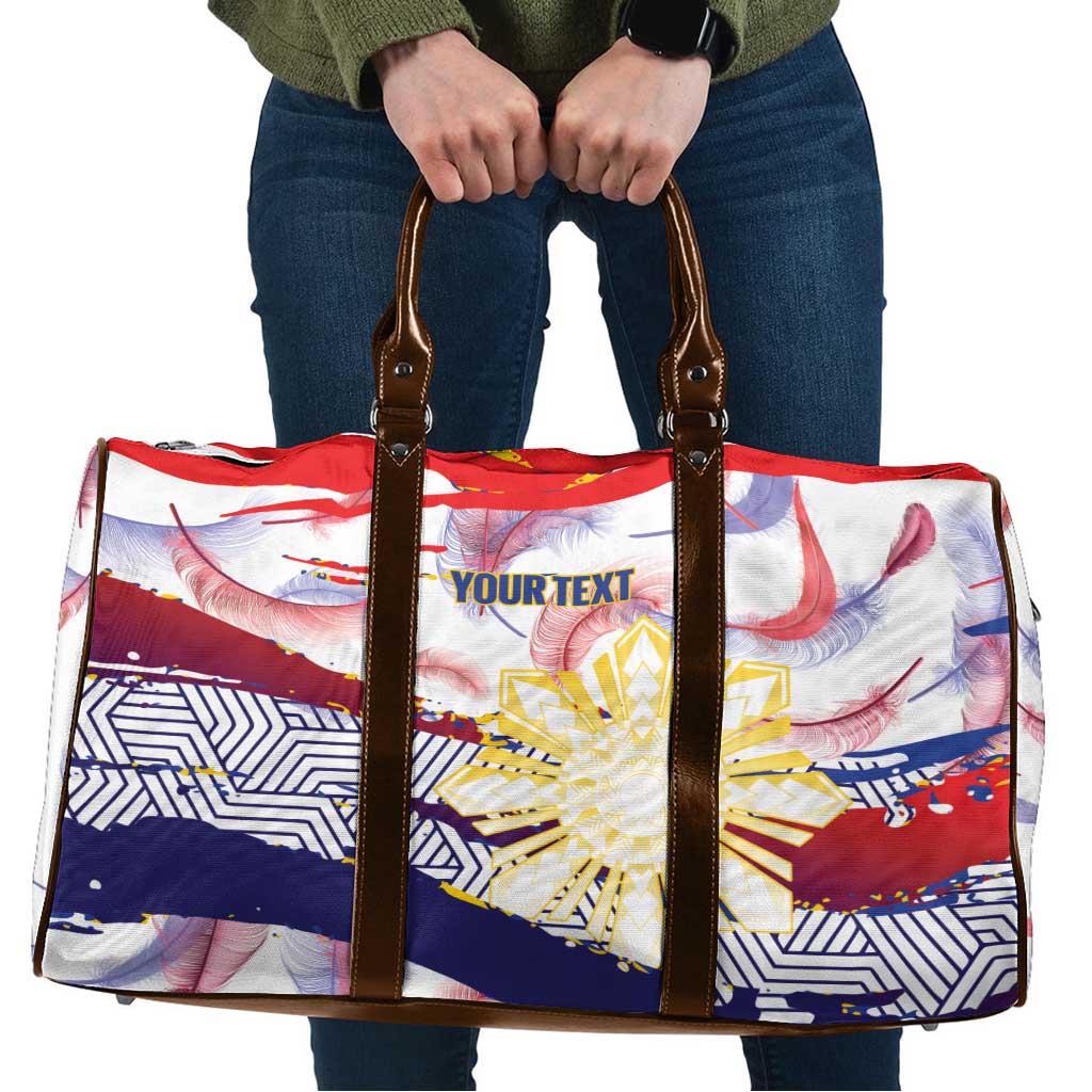 Philippines Sun Tattoo Travel Bag Feathers Filipinas Grunge Style White LT14 White - Polynesian Pride