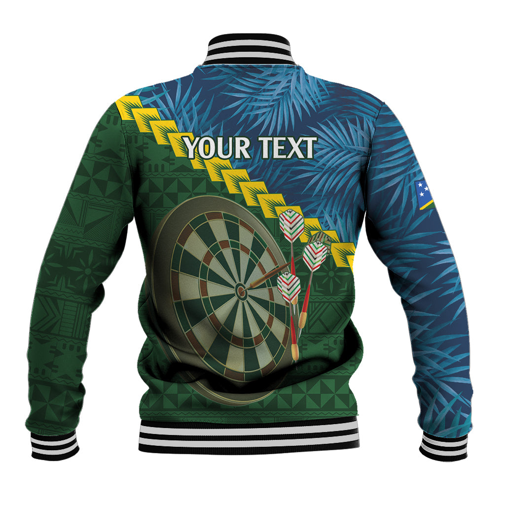 Personalised Solomon Islands Darts Baseball Jacket Tropical Leaves Melanesian Pattern