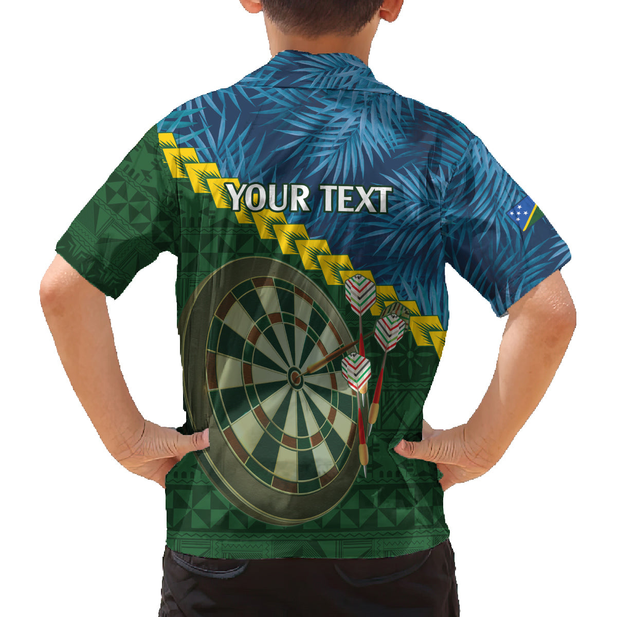 Personalised Solomon Islands Darts Family Matching Off Shoulder Short Dress and Hawaiian Shirt Tropical Leaves Melanesian Pattern LT14 - Polynesian Pride