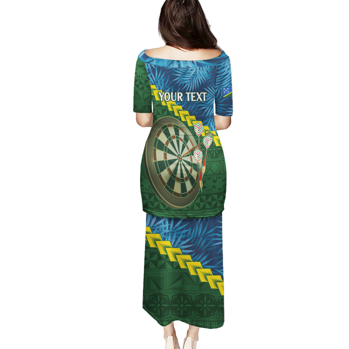 Personalised Solomon Islands Darts Family Matching Puletasi and Hawaiian Shirt Tropical Leaves Melanesian Pattern LT14 - Polynesian Pride