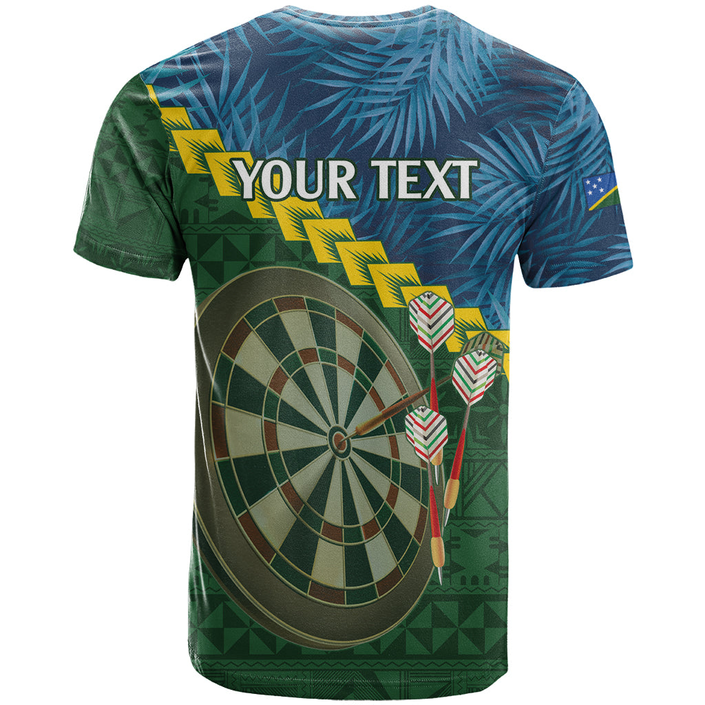Personalised Solomon Islands Darts T Shirt Tropical Leaves Melanesian Pattern