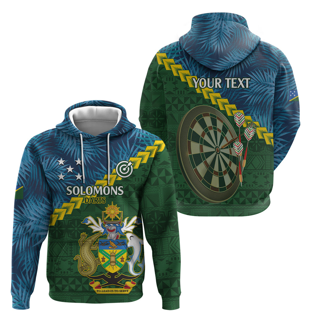 Personalised Solomon Islands Darts Zip Hoodie Tropical Leaves Melanesian Pattern