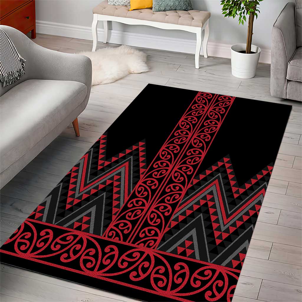 Red Aotearoa Mangopare Kowhaiwhai and Niho Taniwha Area Rug Maori New Zealand LT14 - Polynesian Pride