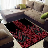 Red Aotearoa Mangopare Kowhaiwhai and Niho Taniwha Area Rug Maori New Zealand LT14 - Polynesian Pride
