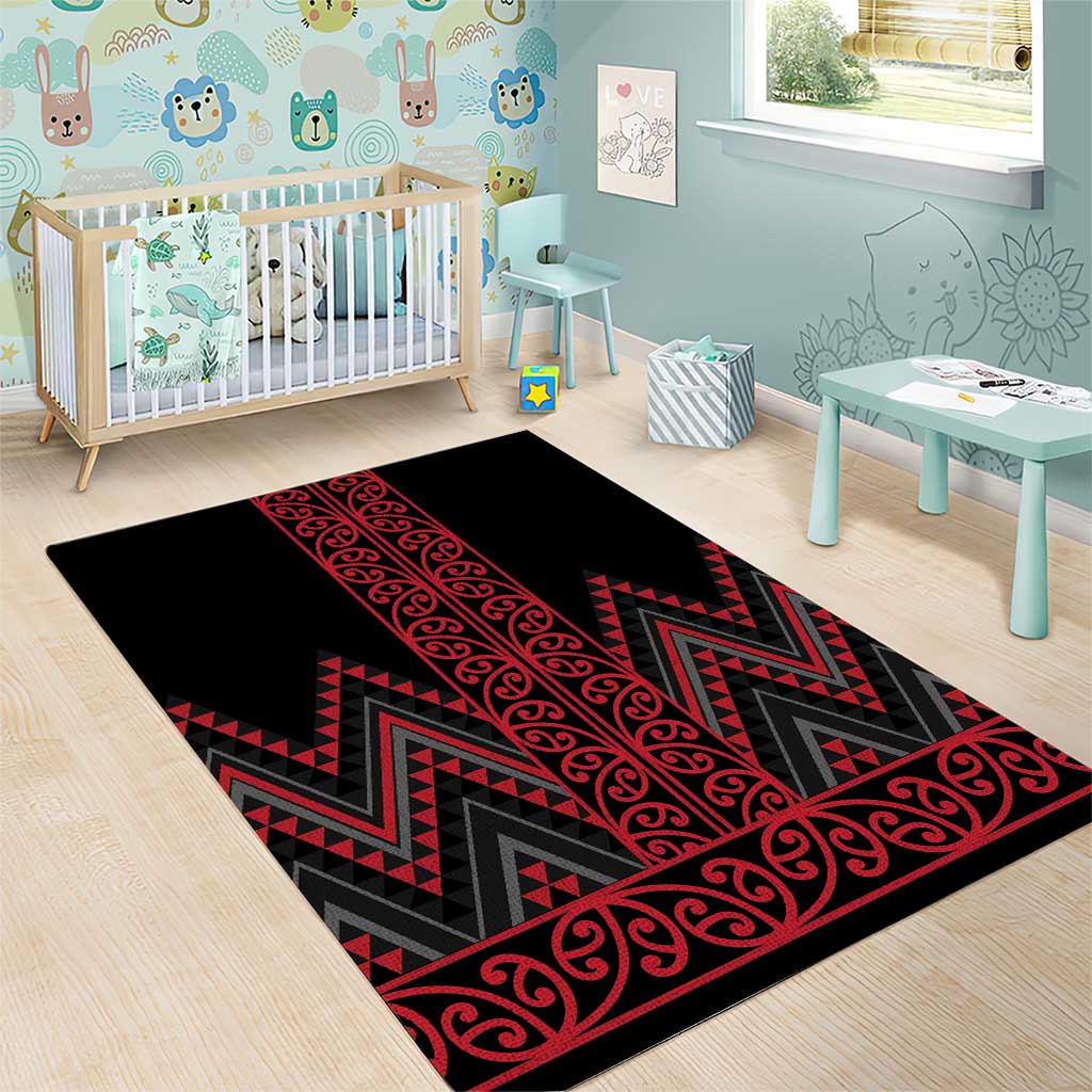 Red Aotearoa Mangopare Kowhaiwhai and Niho Taniwha Area Rug Maori New Zealand LT14 - Polynesian Pride