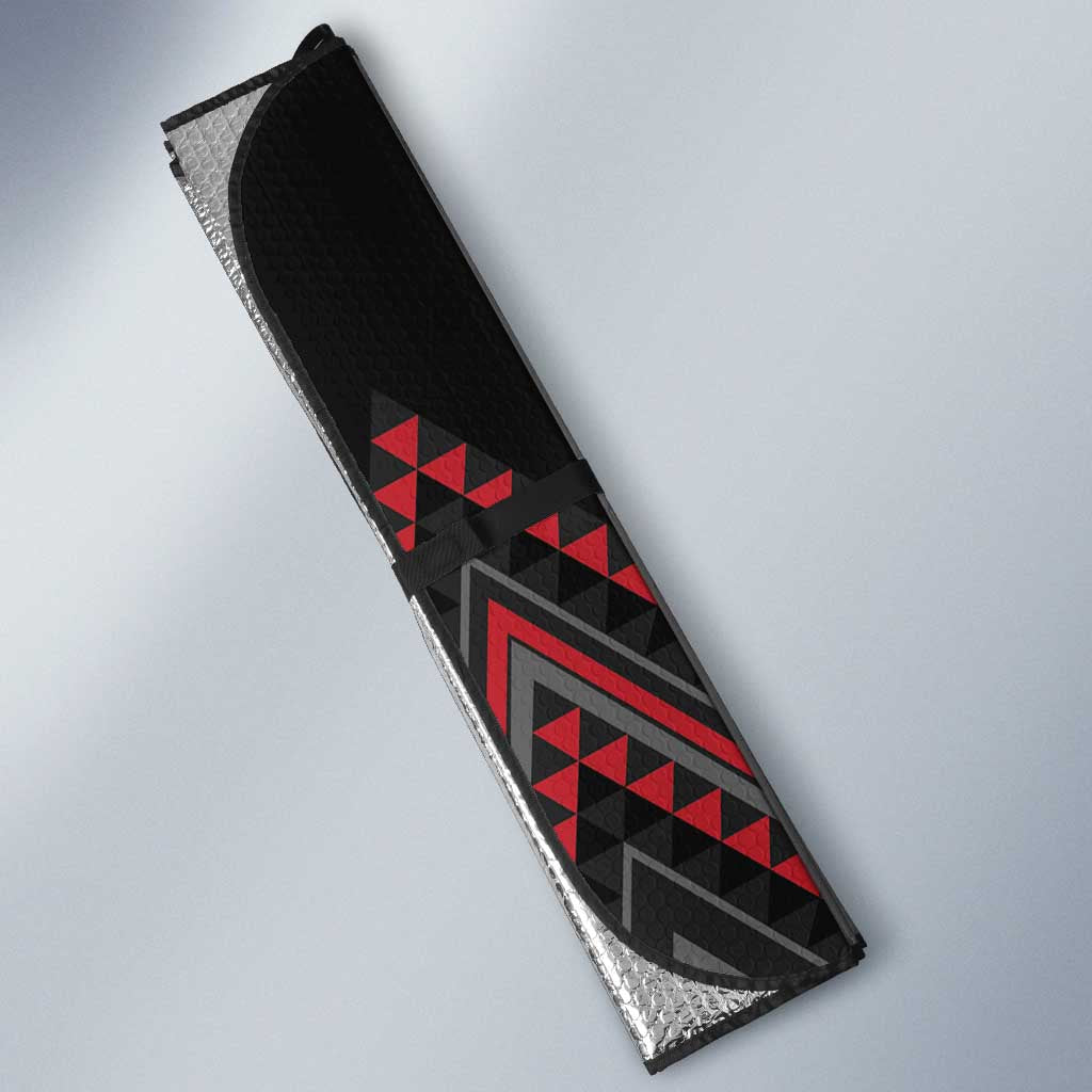Red Aotearoa Mangopare Kowhaiwhai Niho Taniwha Auto Sun Shade Maori New Zealand - Polynesian Pride
