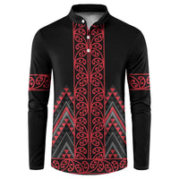 Red Aotearoa Mangopare Kowhaiwhai and Niho Taniwha Button Sweatshirt Maori New Zealand LT14 Red - Polynesian Pride