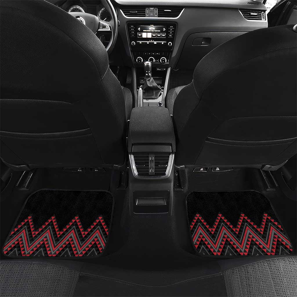 Red Aotearoa Mangopare Kowhaiwhai and Niho Taniwha Car Mats Maori New Zealand LT14 Set 2pcs - Back Red - Polynesian Pride