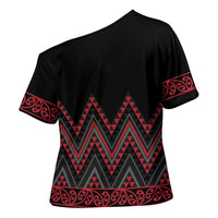 Red Aotearoa Mangopare Kowhaiwhai Niho Taniwha Cross Shoulder Shirt Maori New Zealand - Polynesian Pride