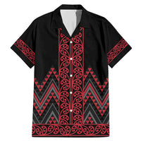 Red Aotearoa Mangopare Kowhaiwhai and Niho Taniwha Family Matching Mermaid Dress and Hawaiian Shirt Maori New Zealand LT14 Dad's Shirt - Short Sleeve Red - Polynesian Pride
