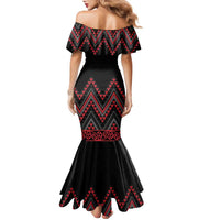 Red Aotearoa Mangopare Kowhaiwhai and Niho Taniwha Family Matching Mermaid Dress and Hawaiian Shirt Maori New Zealand LT14 - Polynesian Pride