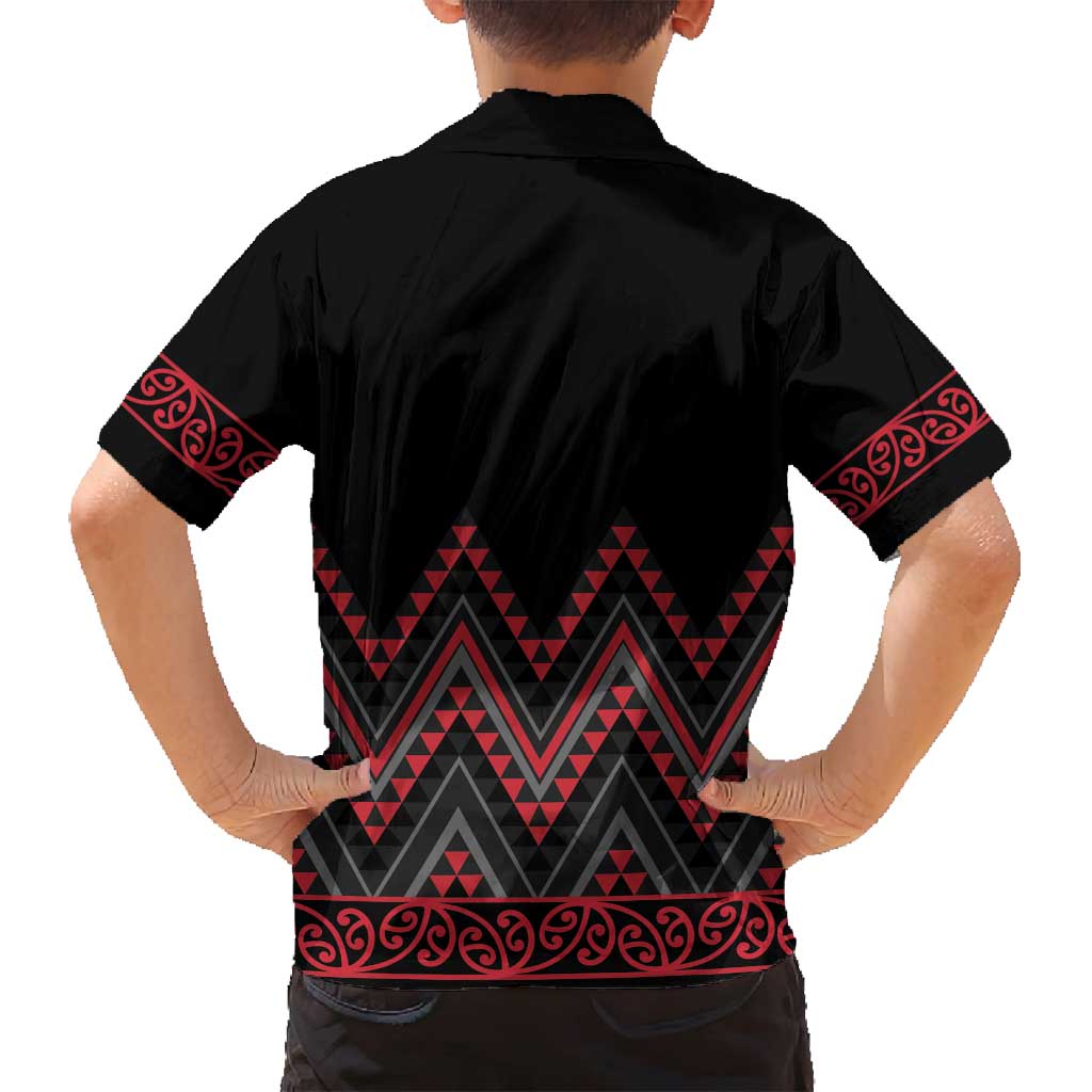 Red Aotearoa Mangopare Kowhaiwhai and Niho Taniwha Family Matching Tank Maxi Dress and Hawaiian Shirt Maori New Zealand LT14 - Polynesian Pride