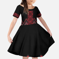 Red Aotearoa Mangopare Kowhaiwhai and Niho Taniwha Family Matching Tank Maxi Dress and Hawaiian Shirt Maori New Zealand LT14 Daughter's Dress Red - Polynesian Pride